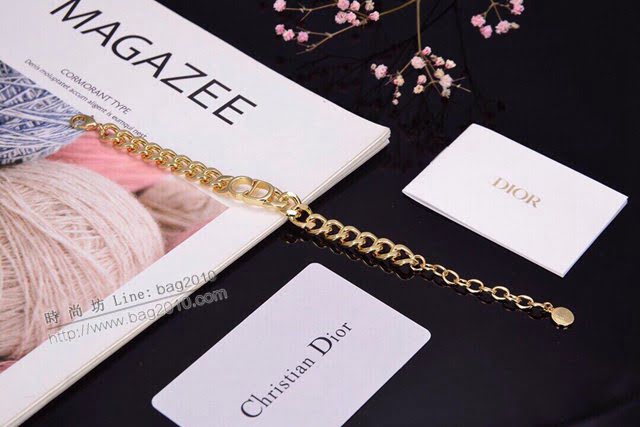Dior飾品 迪奧經典熱銷款CD金色項鏈手鏈套裝  zgd1493